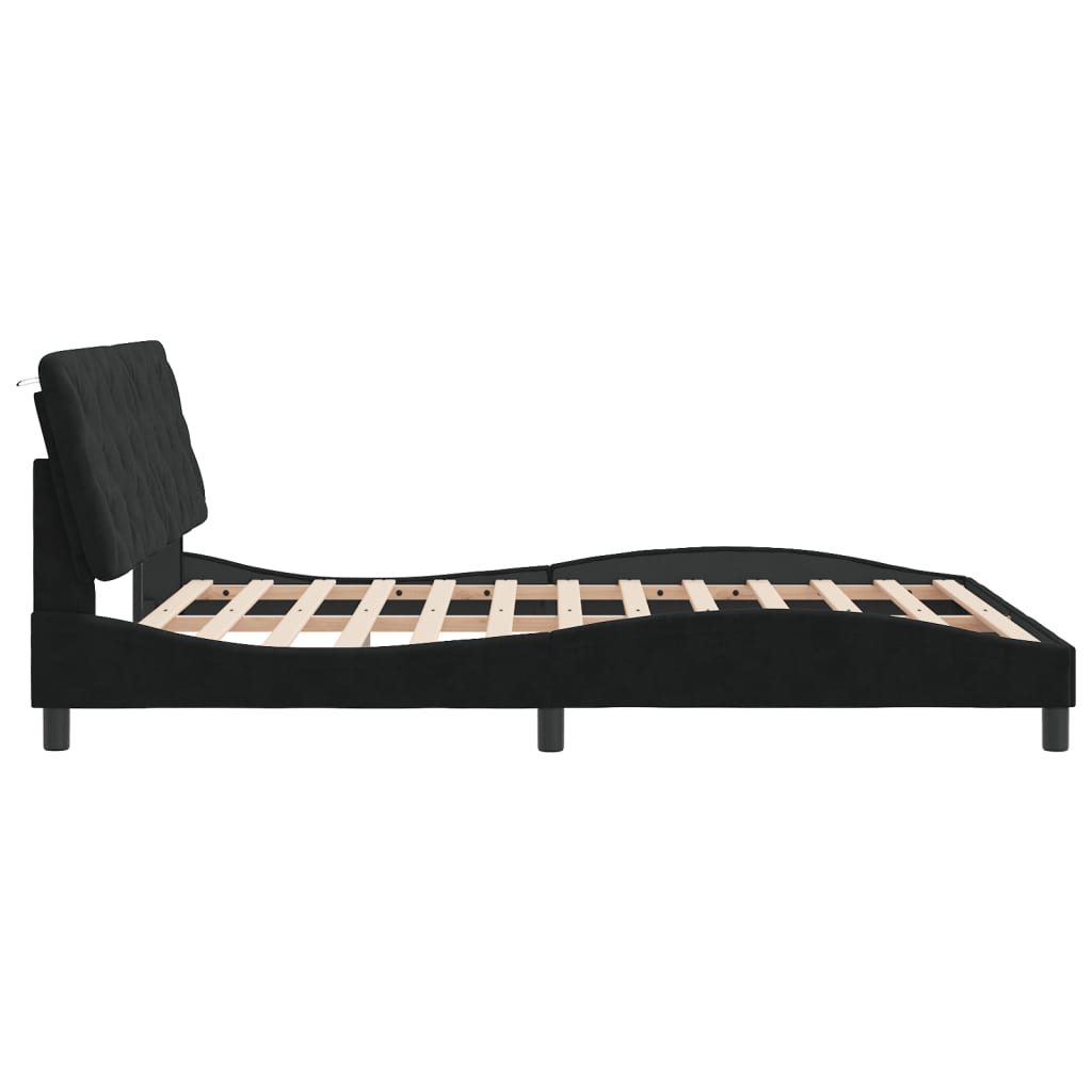 Cadre de lit sans matelas noir 160x200 cm velours - XIOS
