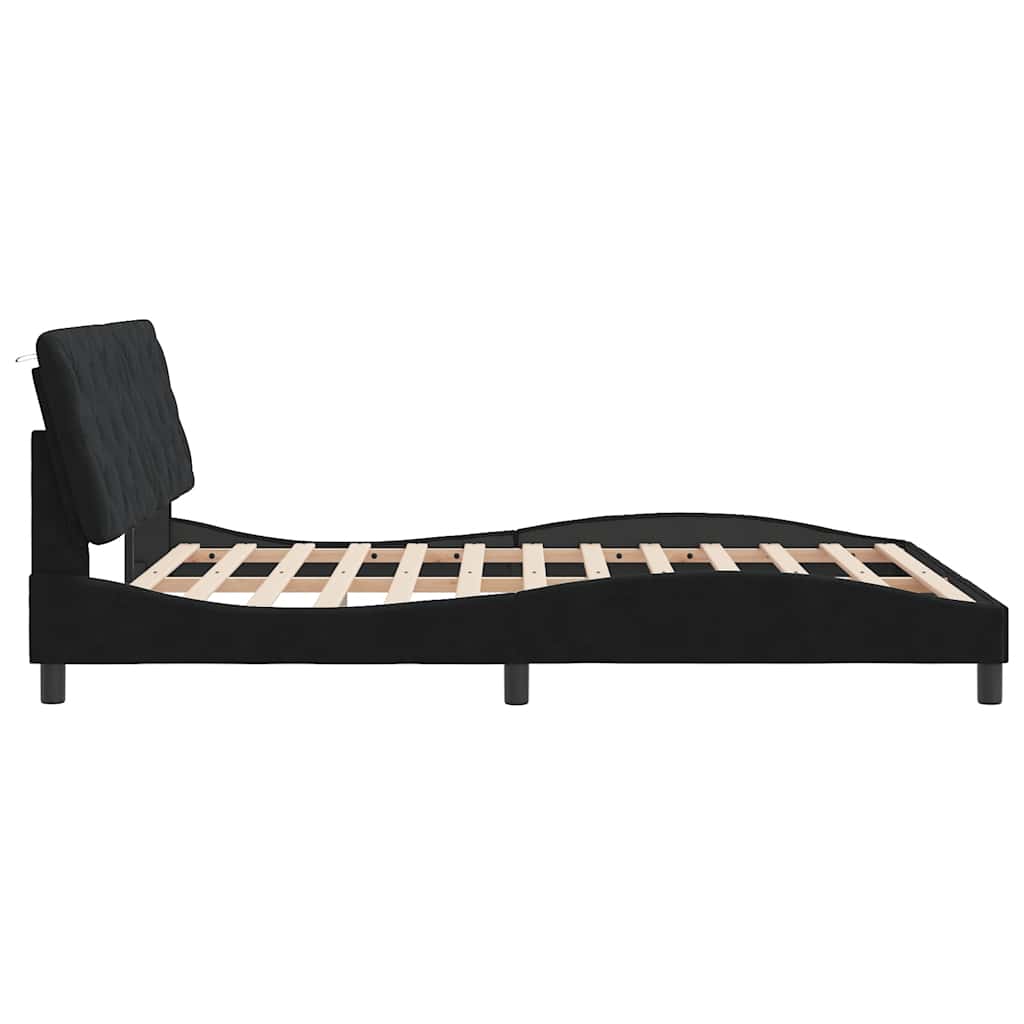 Cadre de lit sans matelas noir 160x200 cm velours - XIOS