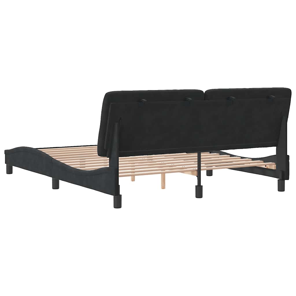Cadre de lit sans matelas noir 160x200 cm velours - XIOS