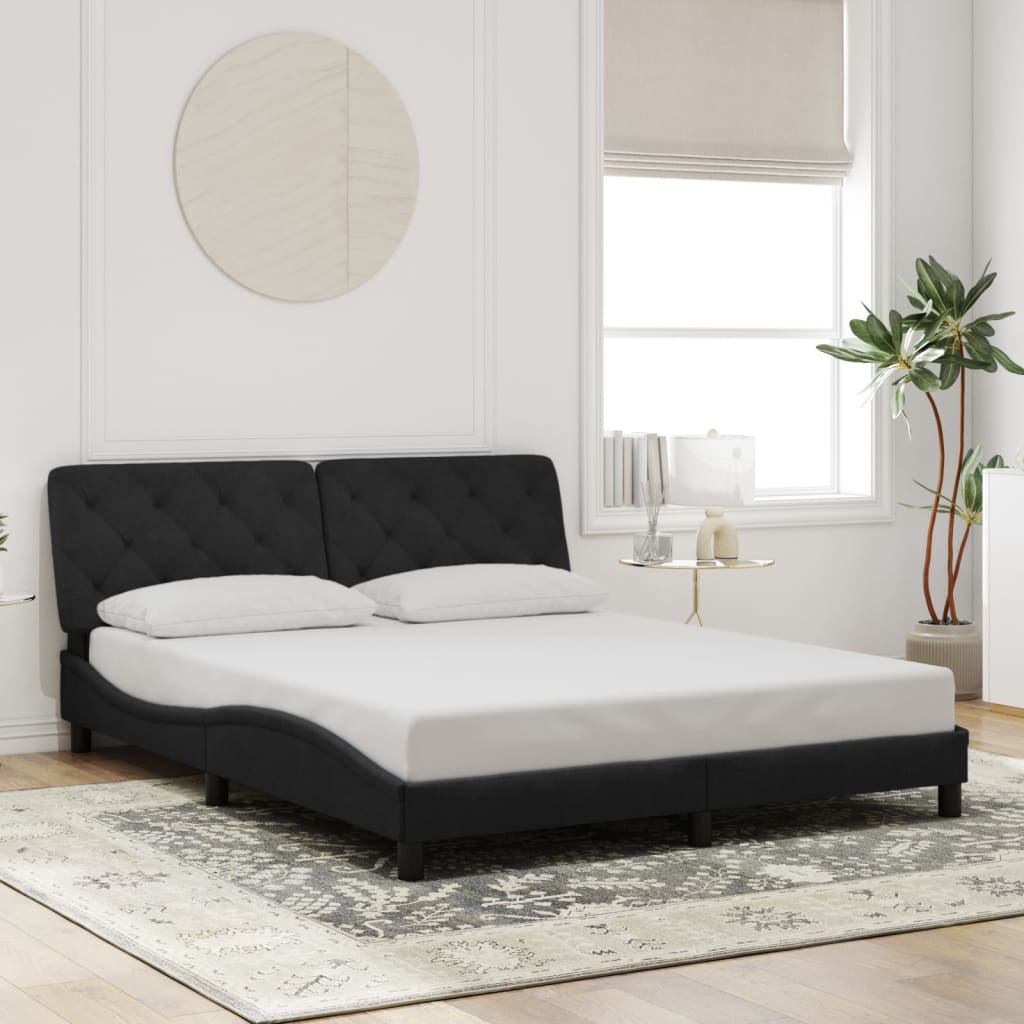 Cadre de lit sans matelas noir 160x200 cm velours - XIOS