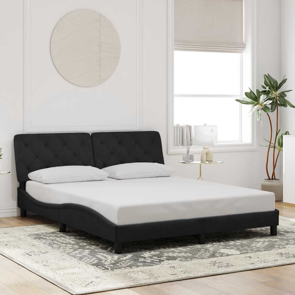 Cadre de lit sans matelas noir 160x200 cm velours - XIOS