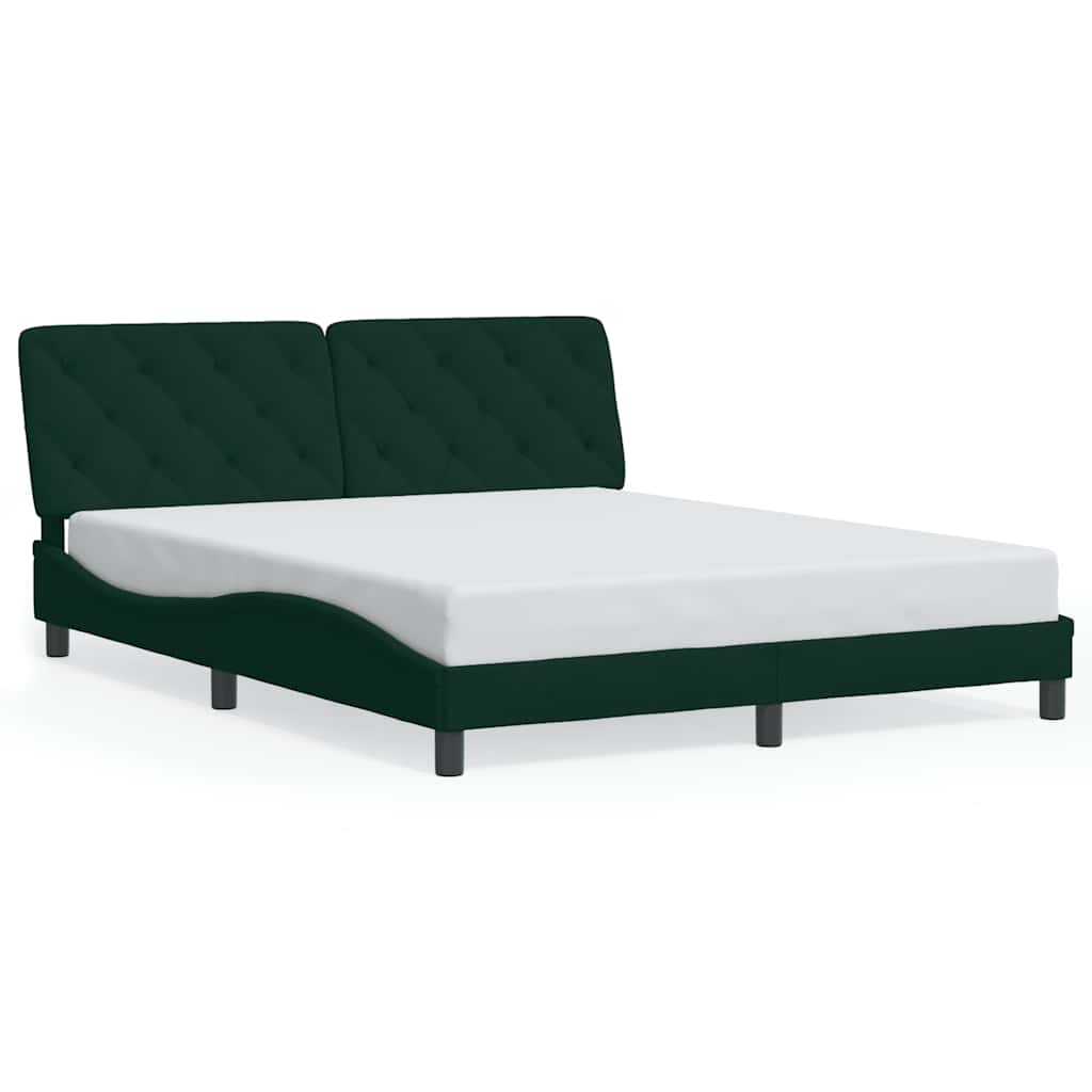 Cadre de lit sans matelas vert foncé 160x200 cm velours - XIOS