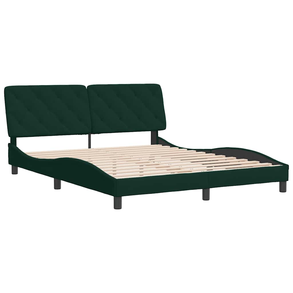 Cadre de lit sans matelas vert foncé 160x200 cm velours - XIOS