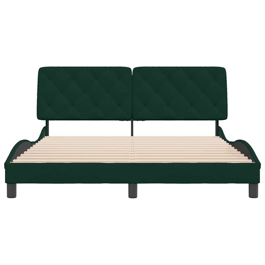 Cadre de lit sans matelas vert foncé 160x200 cm velours - XIOS