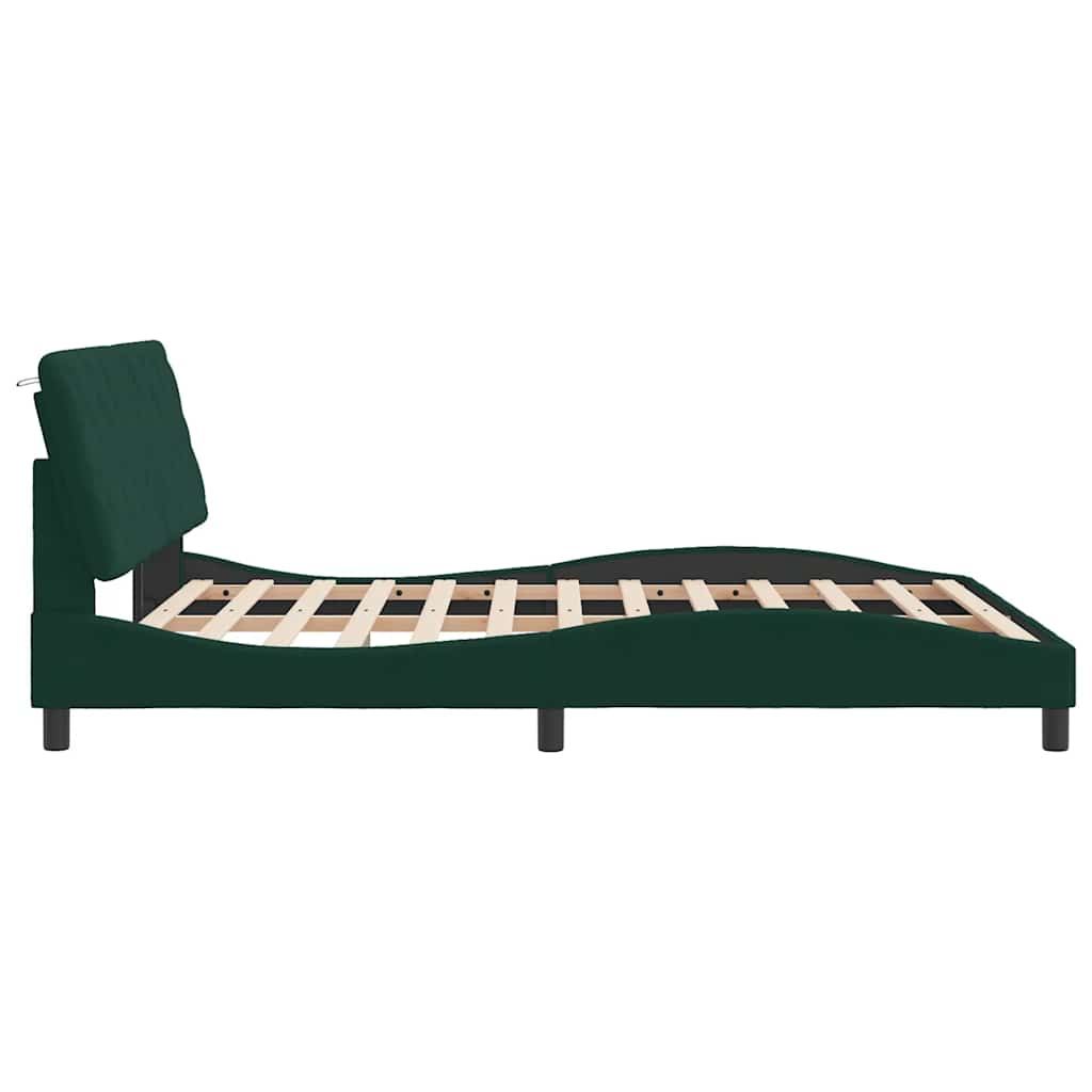 Cadre de lit sans matelas vert foncé 160x200 cm velours - XIOS