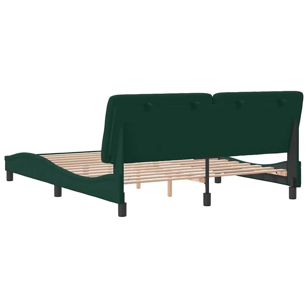 Cadre de lit sans matelas vert foncé 160x200 cm velours - XIOS