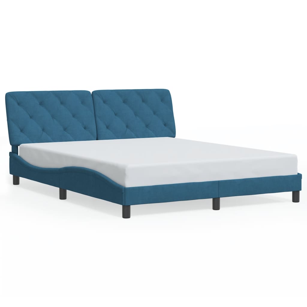 Cadre de lit sans matelas bleu 160x200 cm velours - XIOS