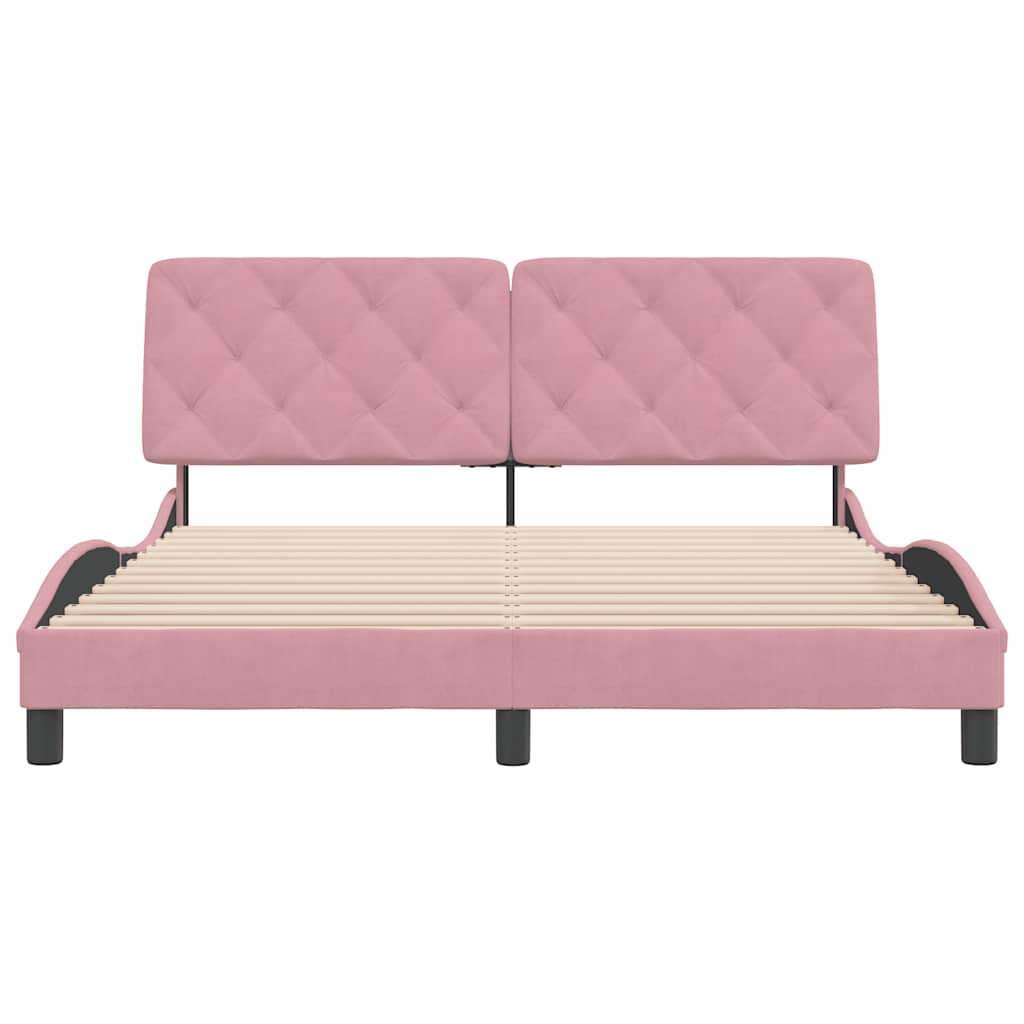 Cadre de lit sans matelas rose 160x200 cm velours - XIOS