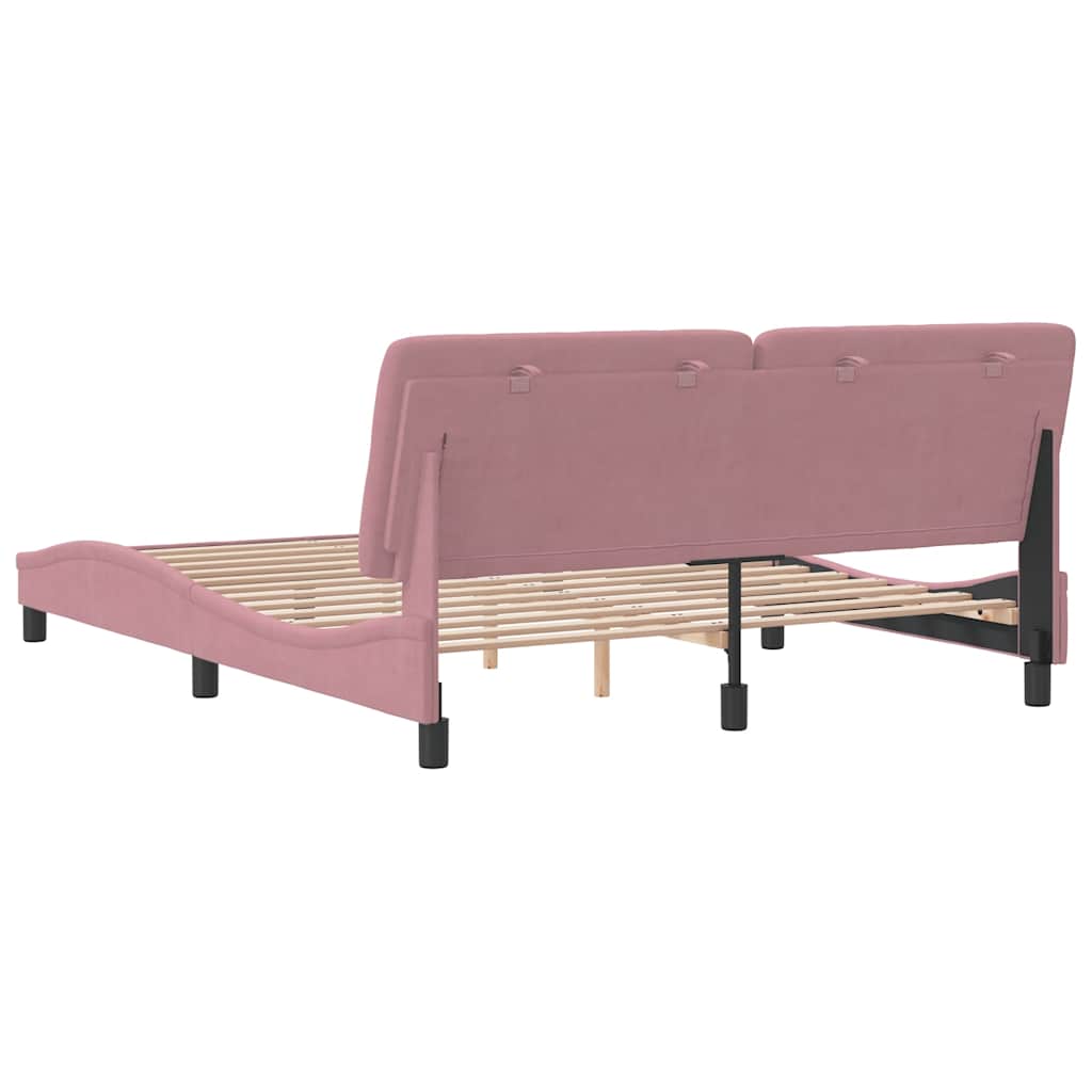 Cadre de lit sans matelas rose 160x200 cm velours - XIOS