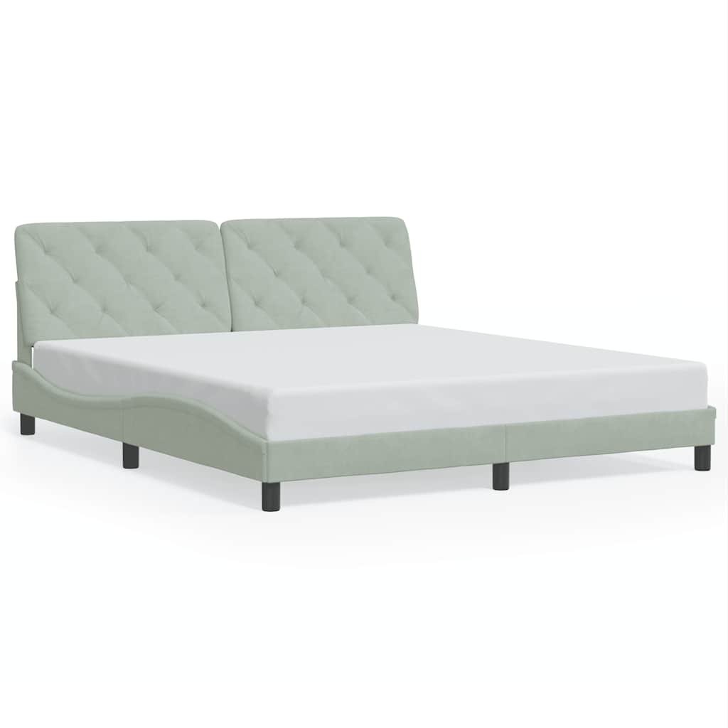 Cadre de lit sans matelas gris clair 180x200 cm velours - XIOS