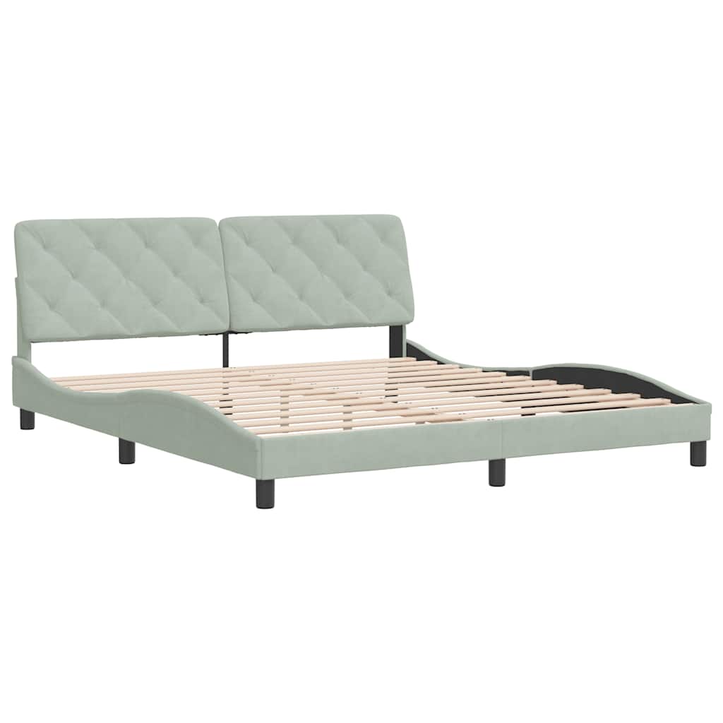 Cadre de lit sans matelas gris clair 180x200 cm velours - XIOS