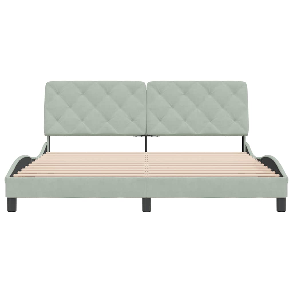 Cadre de lit sans matelas gris clair 180x200 cm velours - XIOS