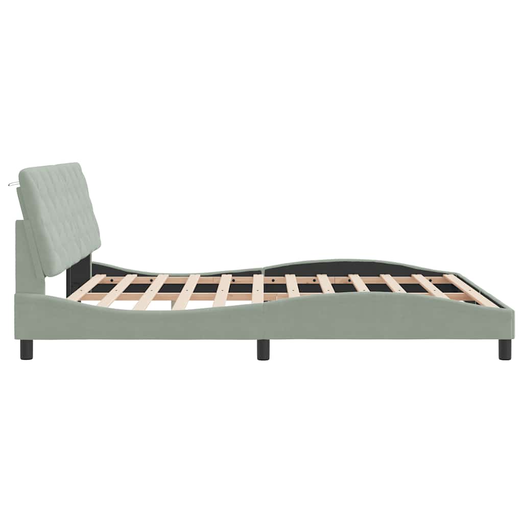 Cadre de lit sans matelas gris clair 180x200 cm velours - XIOS