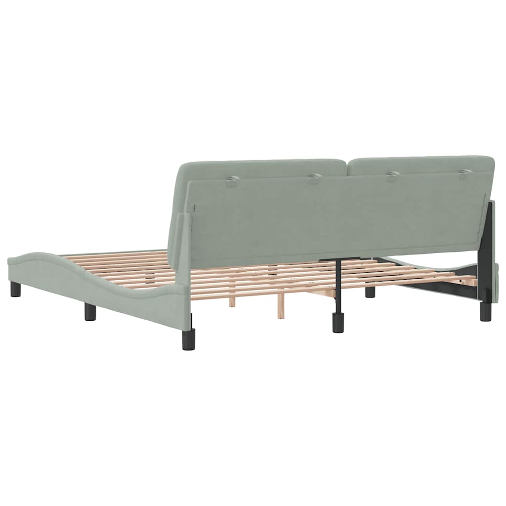 Cadre de lit sans matelas gris clair 180x200 cm velours - XIOS