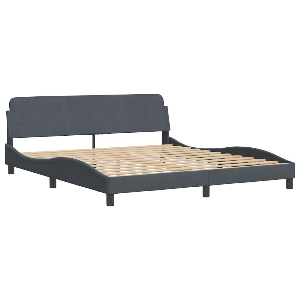Cadre de lit sans matelas gris foncé 180x200 cm velours - XIOS