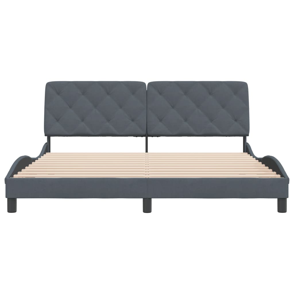 Cadre de lit sans matelas gris foncé 180x200 cm velours - XIOS