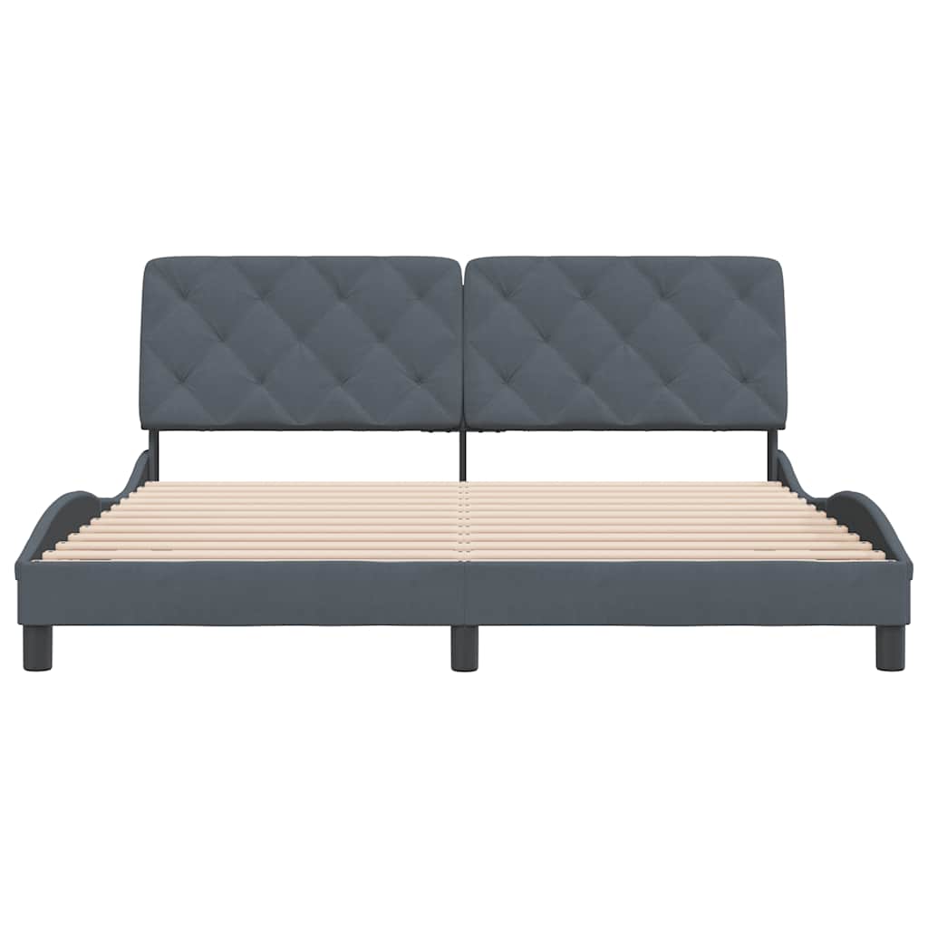 Cadre de lit sans matelas gris foncé 180x200 cm velours - XIOS