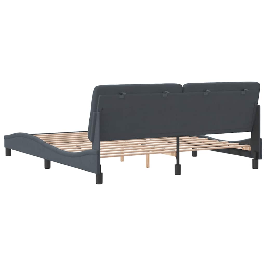 Cadre de lit sans matelas gris foncé 180x200 cm velours - XIOS