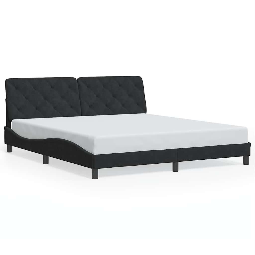 Cadre de lit sans matelas noir 180x200 cm velours - XIOS