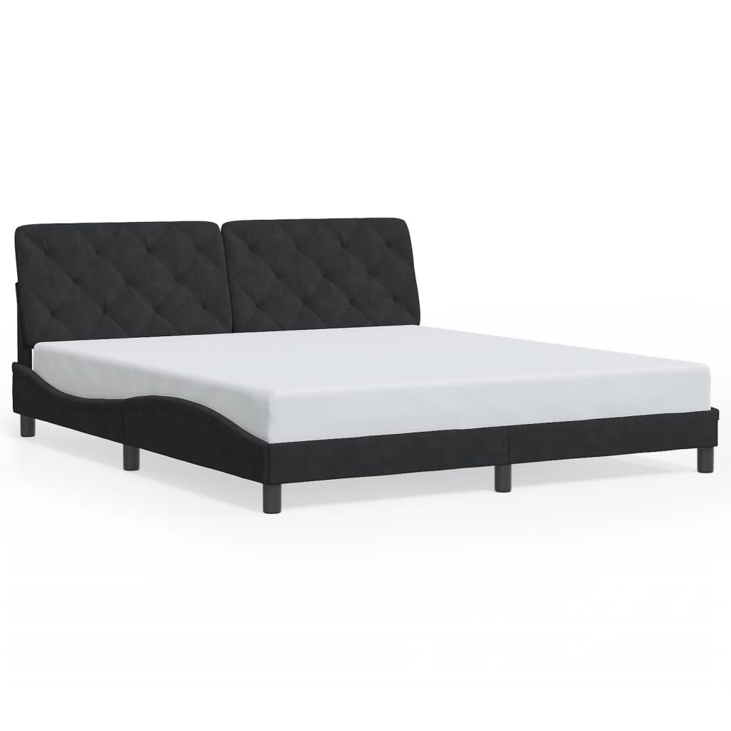 Cadre de lit sans matelas noir 180x200 cm velours - XIOS