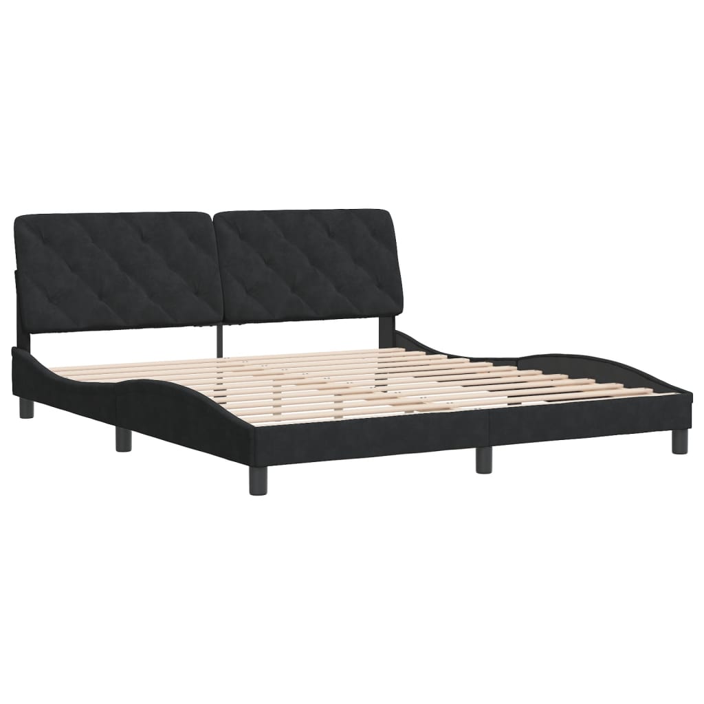 Cadre de lit sans matelas noir 180x200 cm velours - XIOS