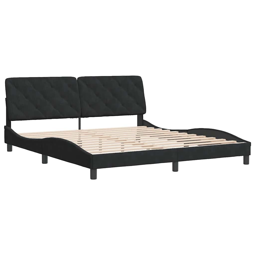 Cadre de lit sans matelas noir 180x200 cm velours - XIOS