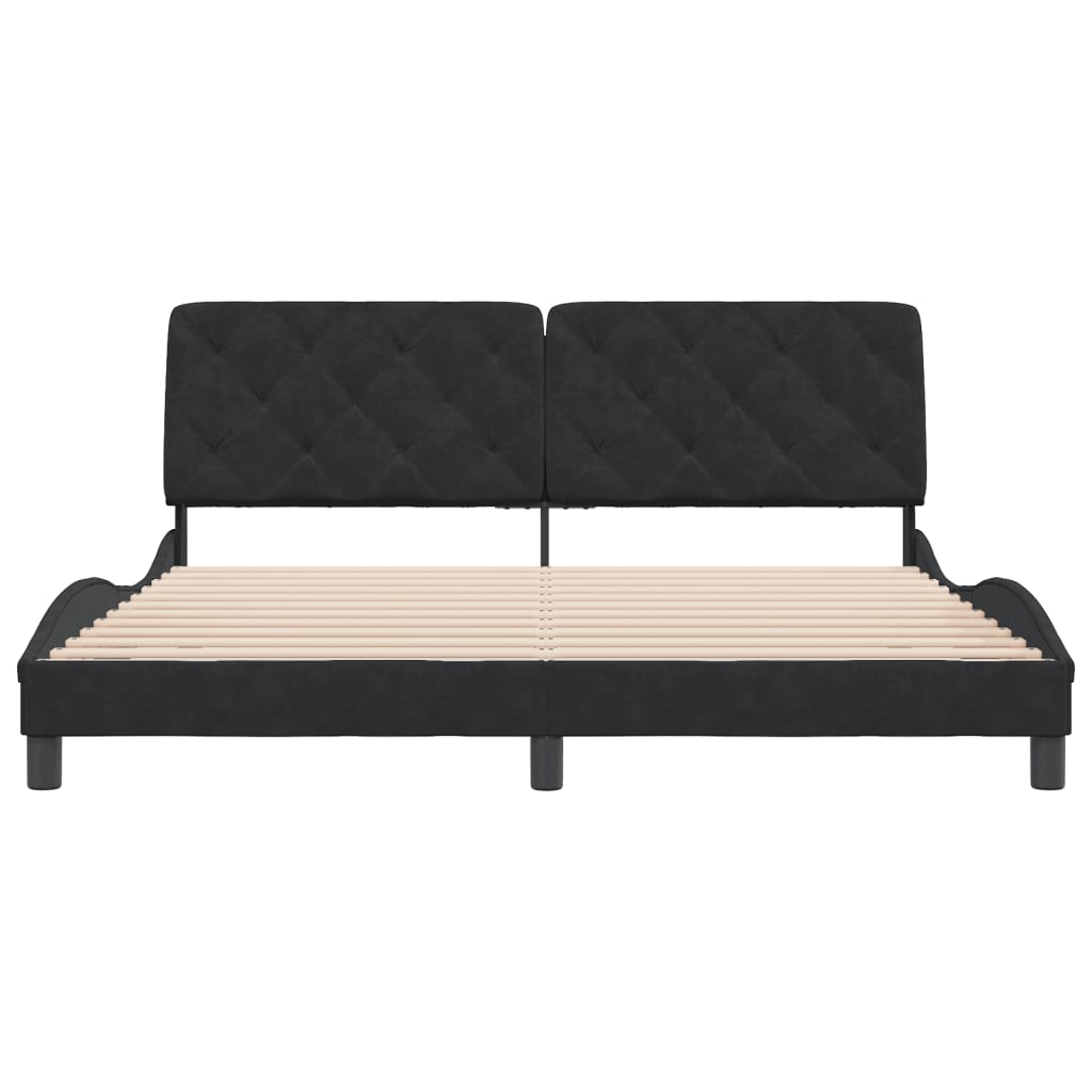 Cadre de lit sans matelas noir 180x200 cm velours - XIOS