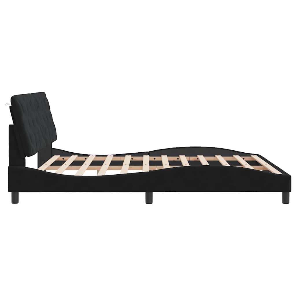 Cadre de lit sans matelas noir 180x200 cm velours - XIOS