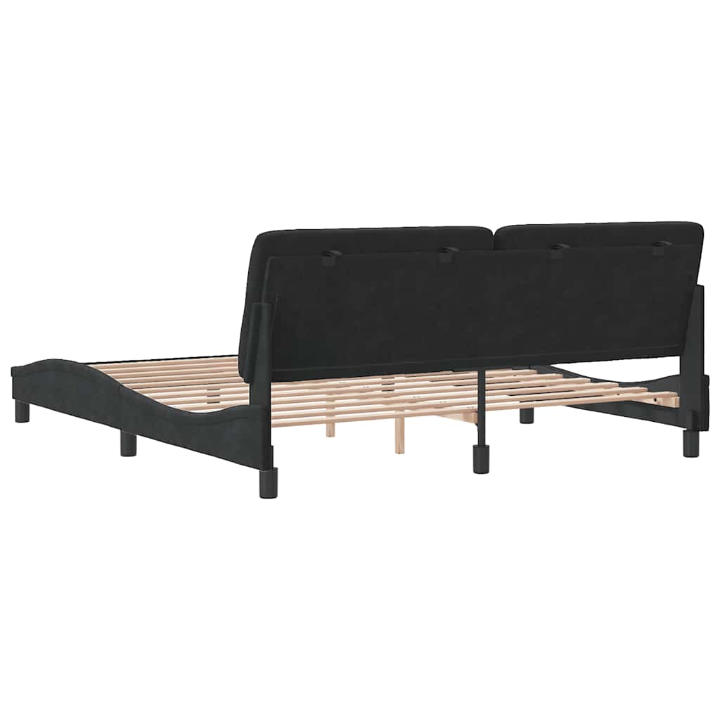 Cadre de lit sans matelas noir 180x200 cm velours - XIOS