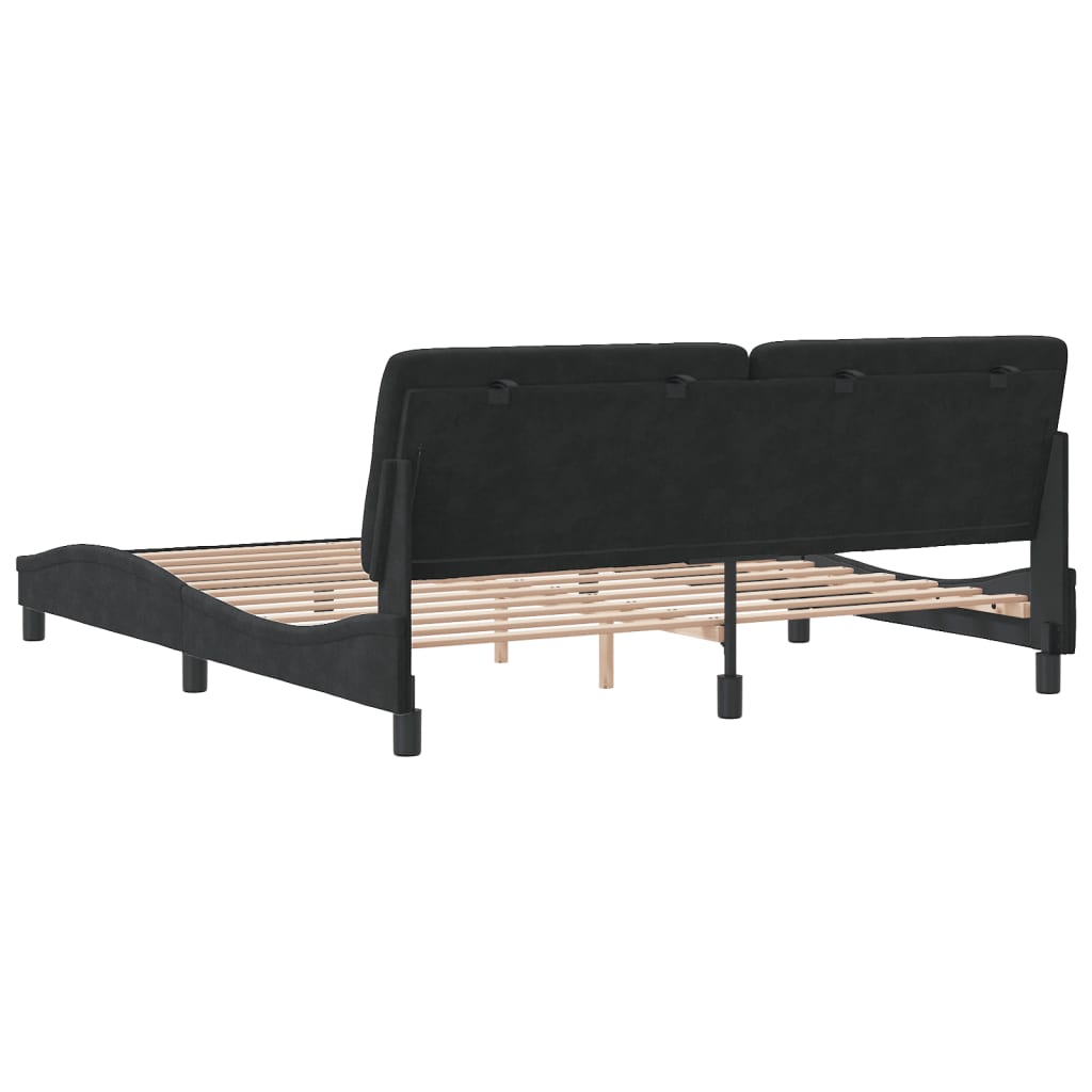 Cadre de lit sans matelas noir 180x200 cm velours - XIOS