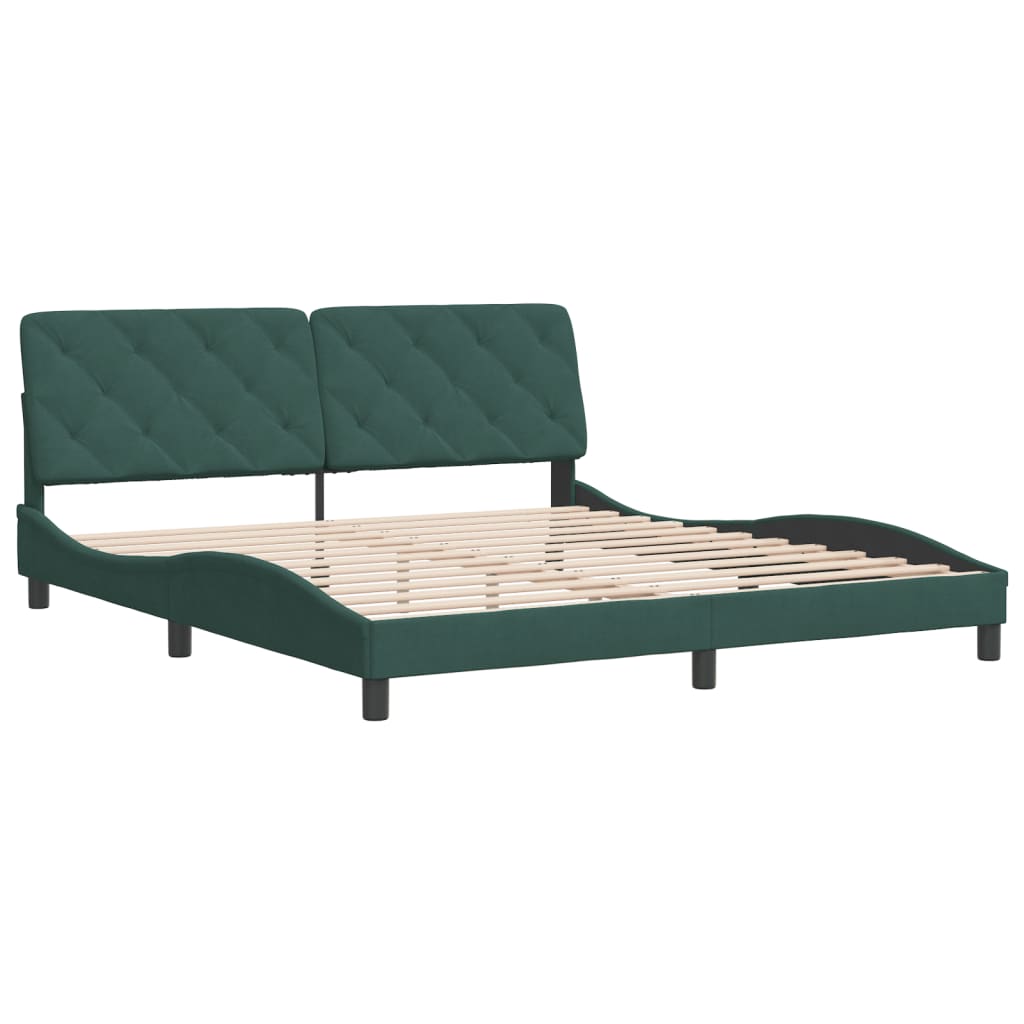 Cadre de lit sans matelas vert foncé 180x200 cm velours - XIOS