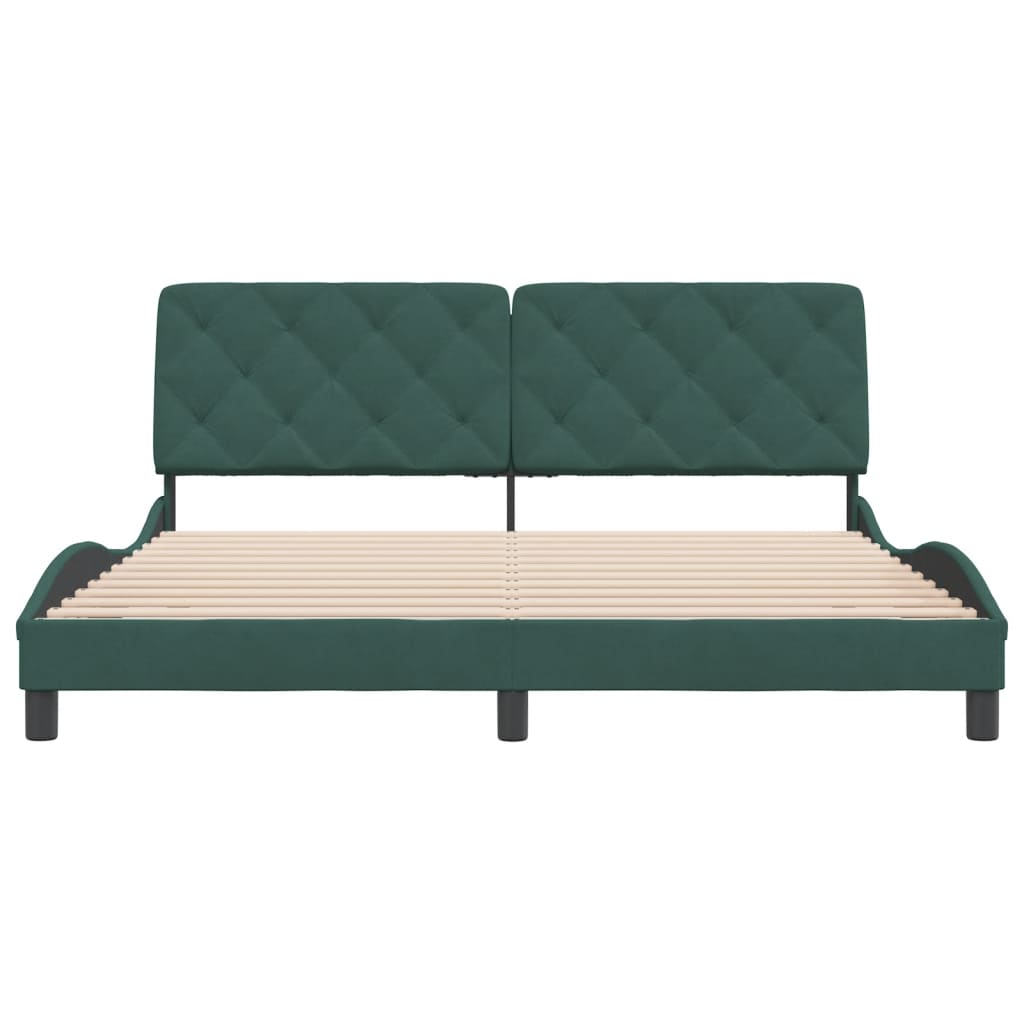 Cadre de lit sans matelas vert foncé 180x200 cm velours - XIOS