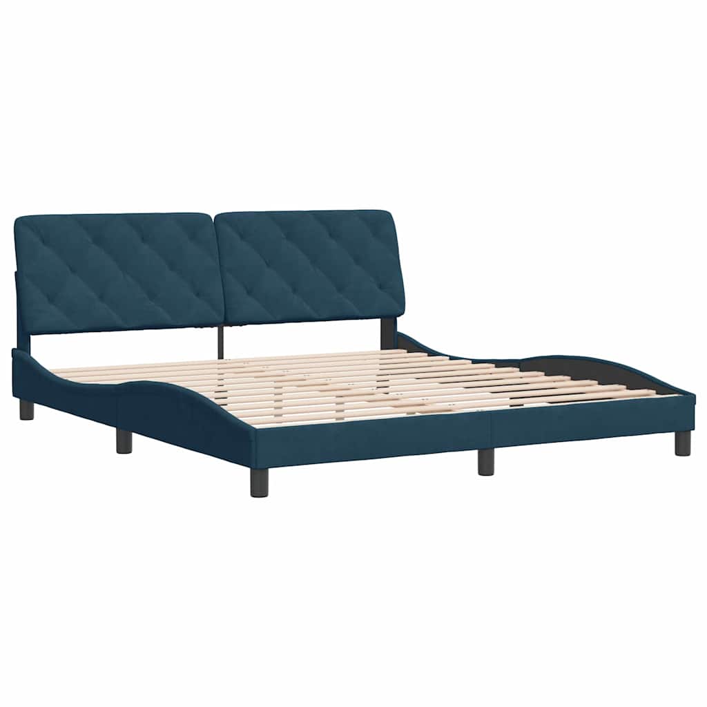 Cadre de lit sans matelas bleu 180x200 cm velours - XIOS