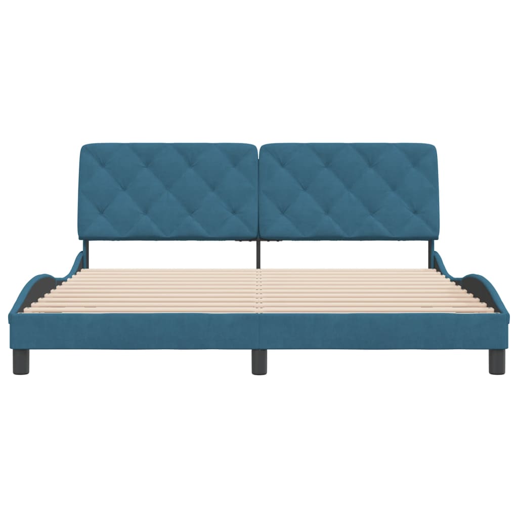 Cadre de lit sans matelas bleu 180x200 cm velours - XIOS