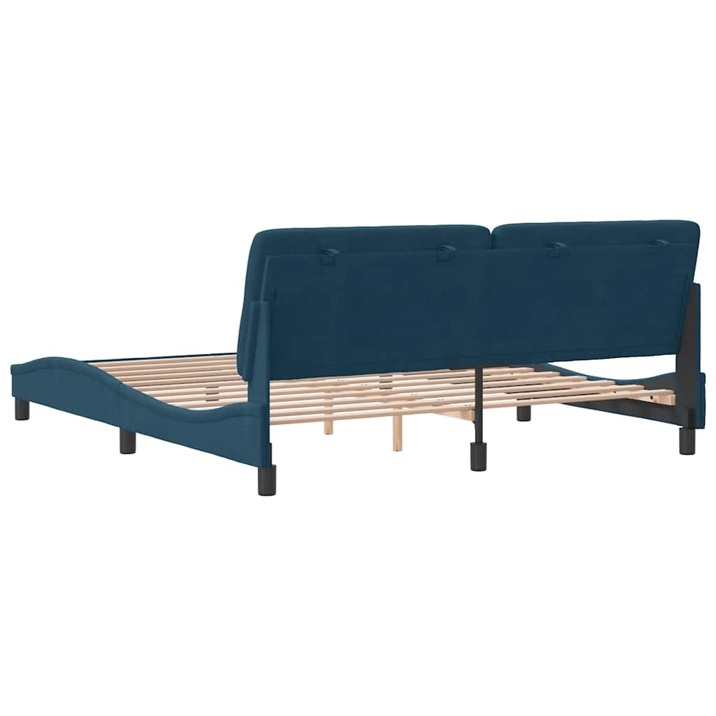 Cadre de lit sans matelas bleu 180x200 cm velours - XIOS
