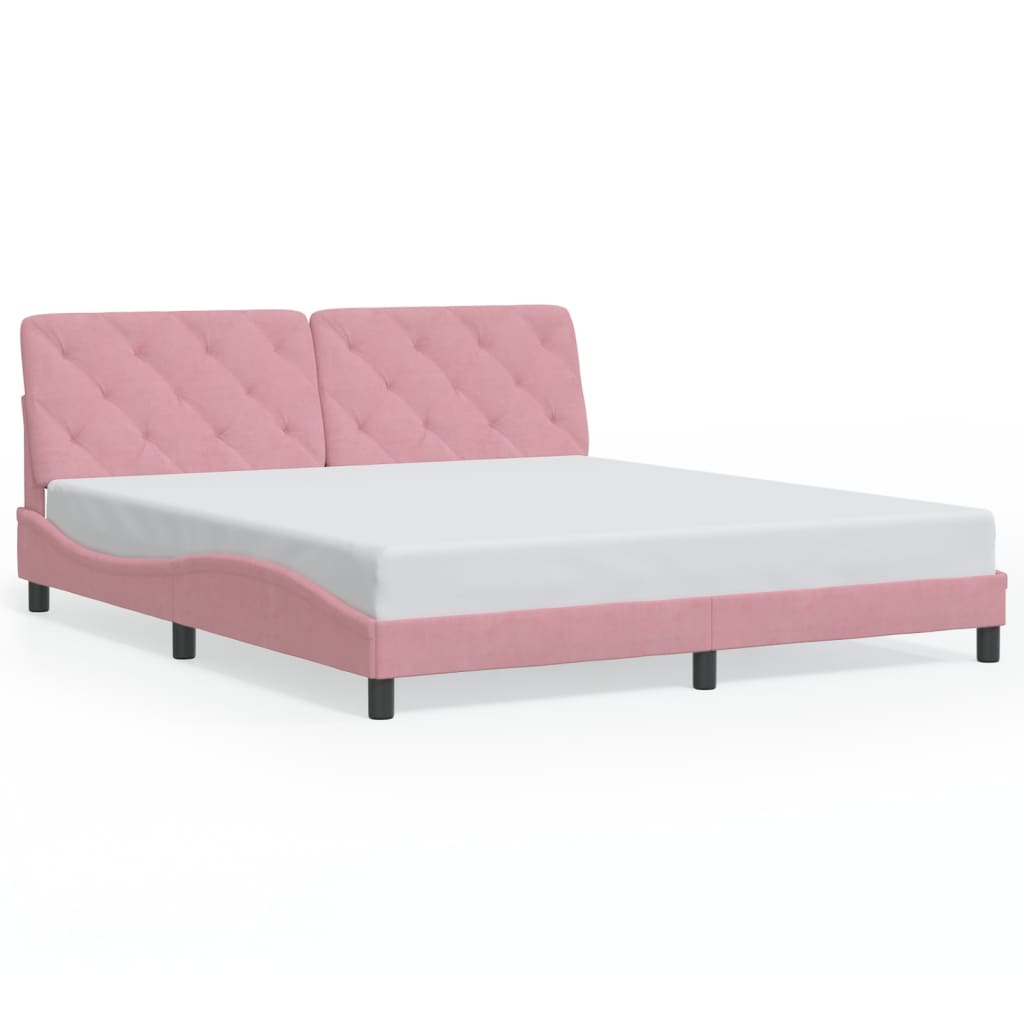 Cadre de lit sans matelas rose 180x200 cm velours - XIOS