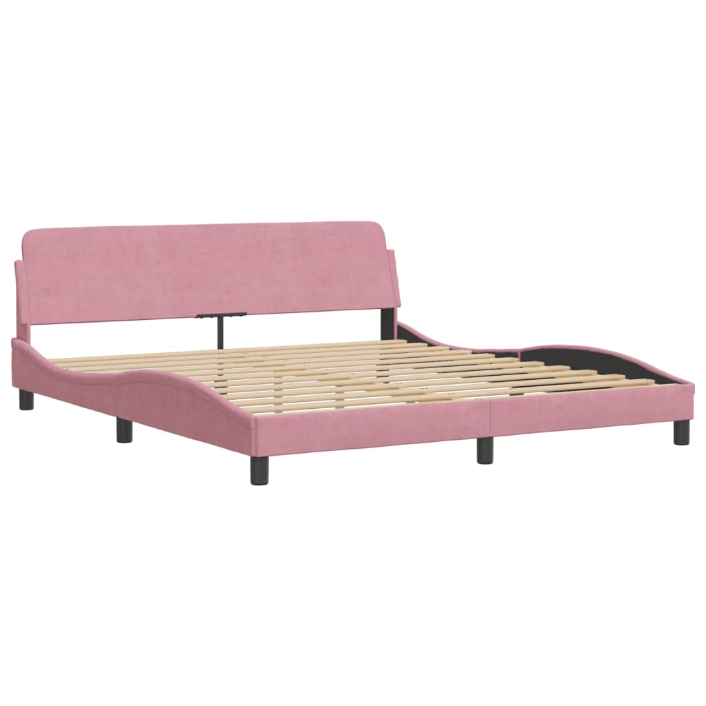 Cadre de lit sans matelas rose 180x200 cm velours - XIOS