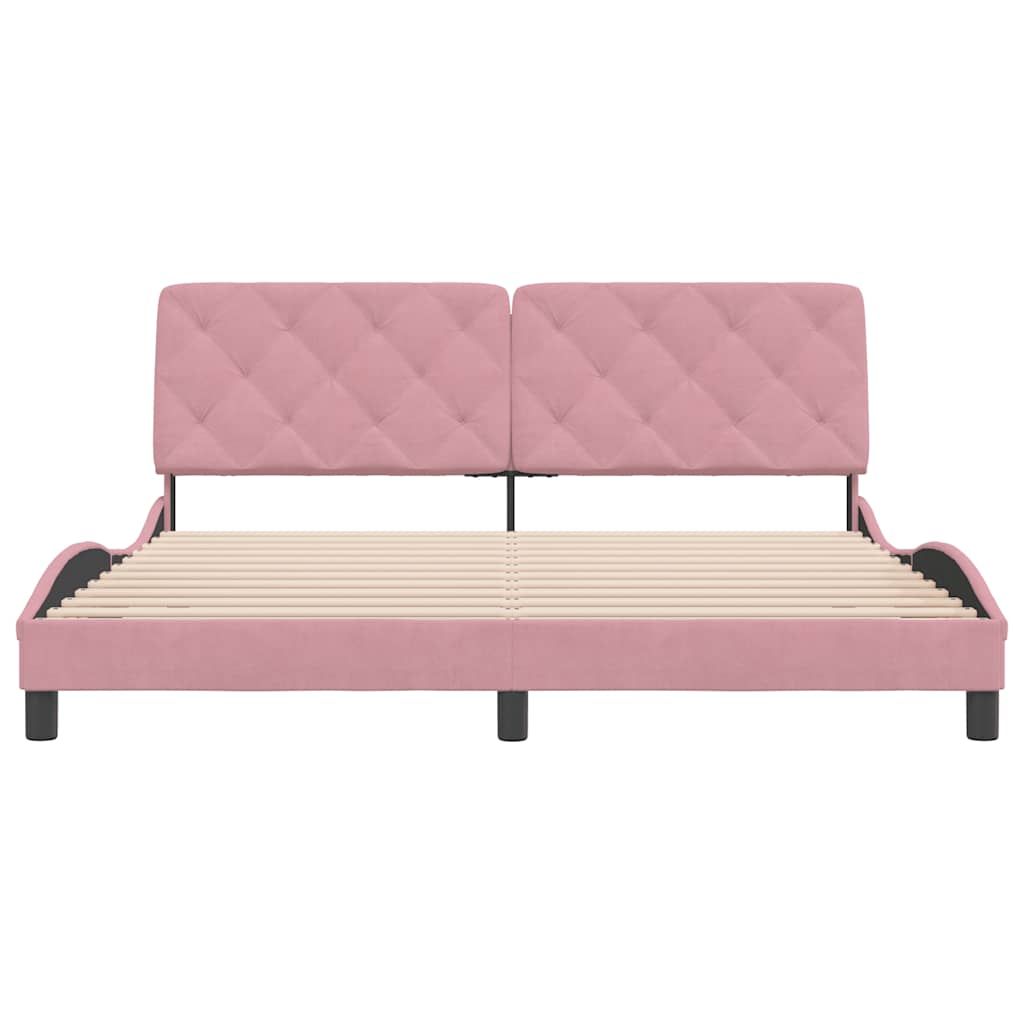 Cadre de lit sans matelas rose 180x200 cm velours - XIOS