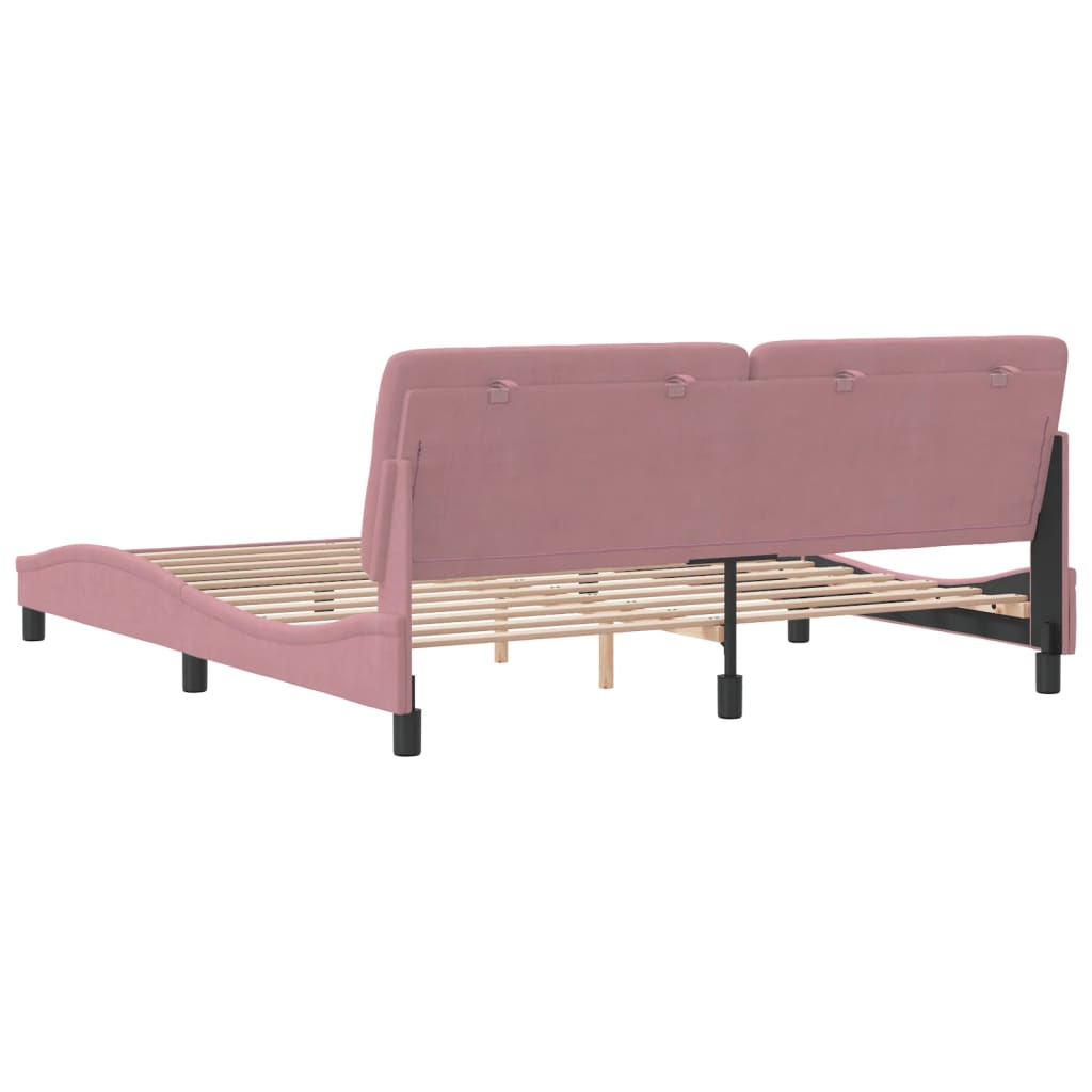 Cadre de lit sans matelas rose 180x200 cm velours - XIOS