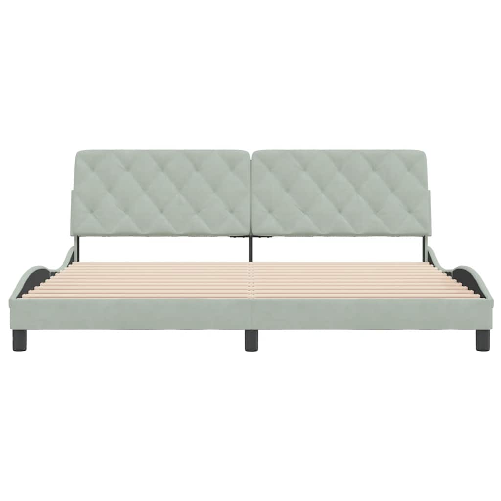 Cadre de lit sans matelas gris clair 200x200 cm velours - XIOS