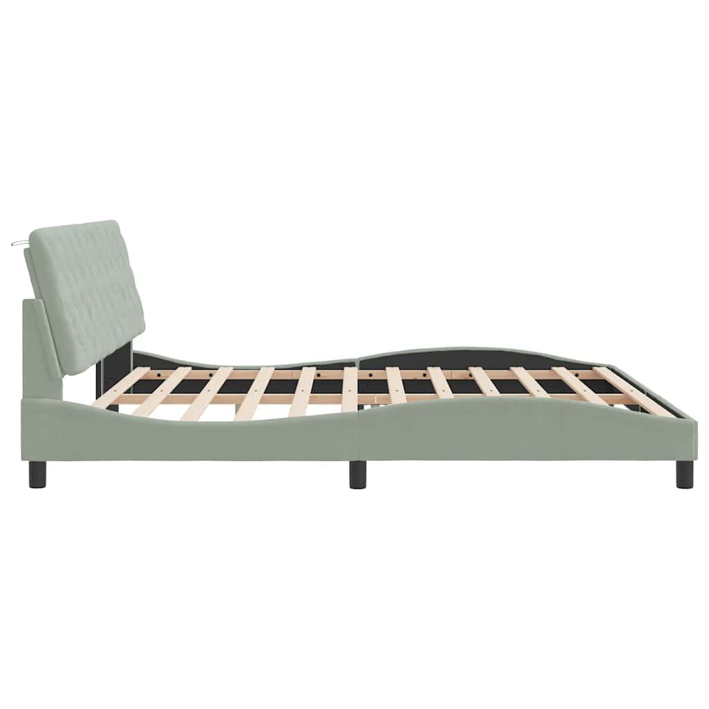 Cadre de lit sans matelas gris clair 200x200 cm velours - XIOS