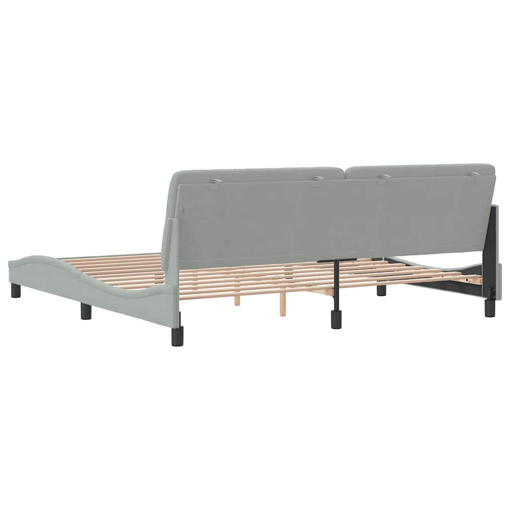 Cadre de lit sans matelas gris clair 200x200 cm velours - XIOS