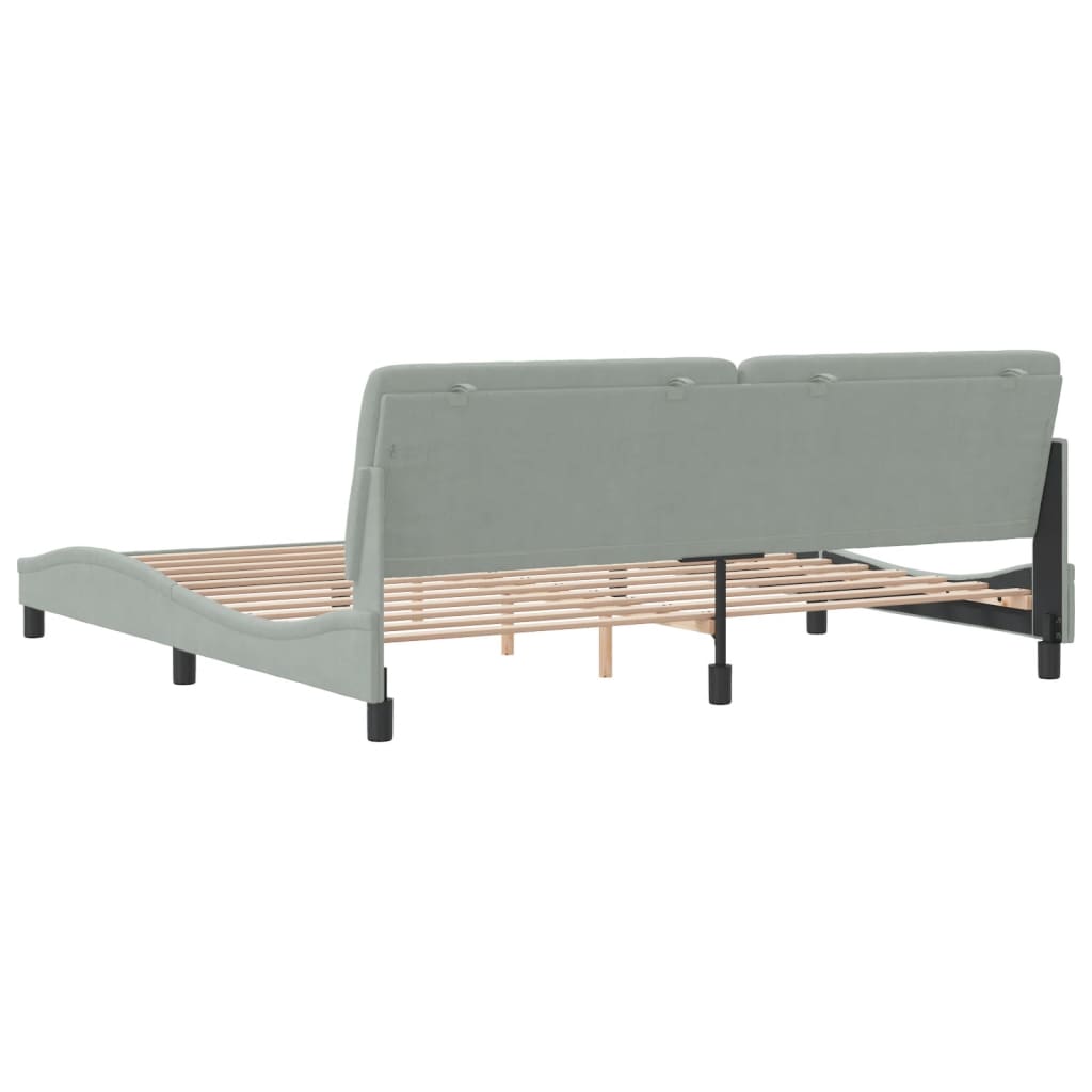Cadre de lit sans matelas gris clair 200x200 cm velours - XIOS