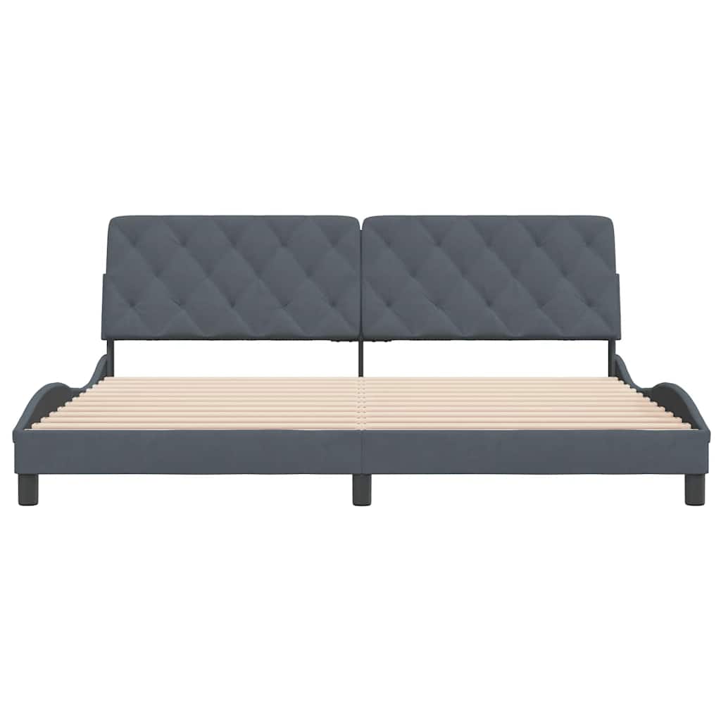 Cadre de lit sans matelas gris foncé 200x200 cm velours - XIOS