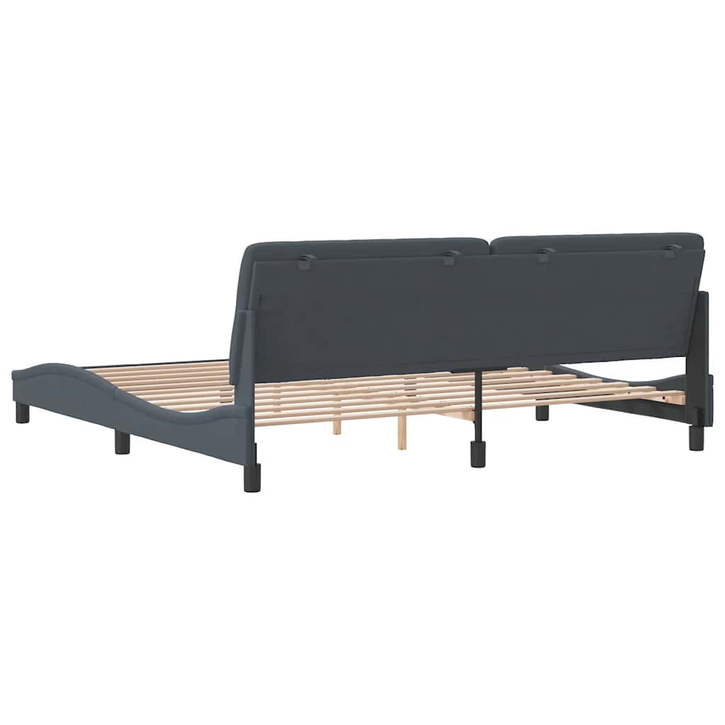Cadre de lit sans matelas gris foncé 200x200 cm velours - XIOS