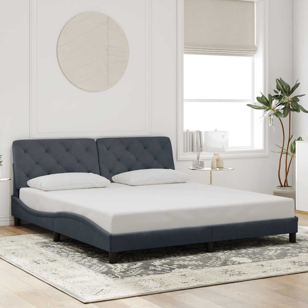 Cadre de lit sans matelas gris foncé 200x200 cm velours - XIOS