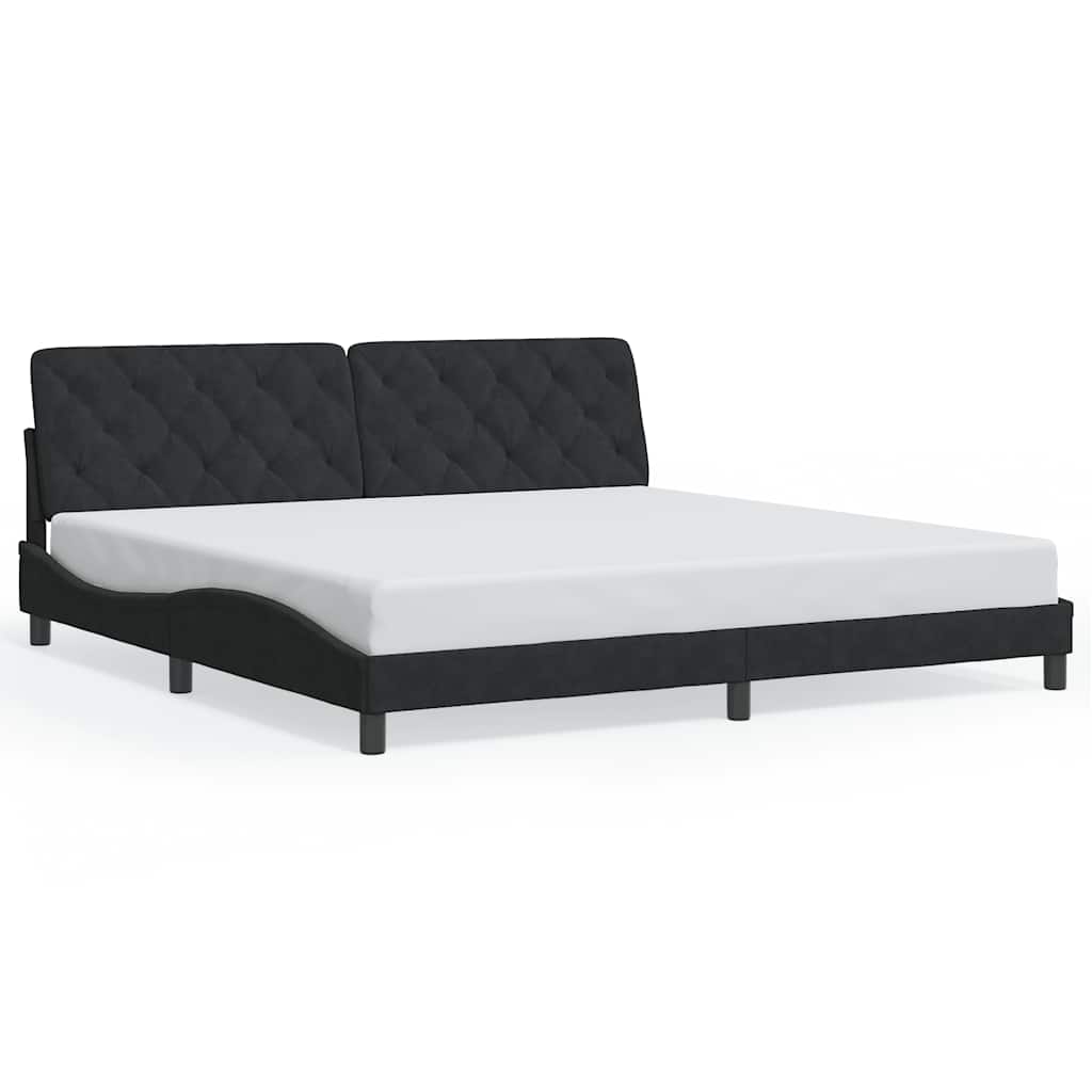 Cadre de lit sans matelas noir 200x200 cm velours - XIOS