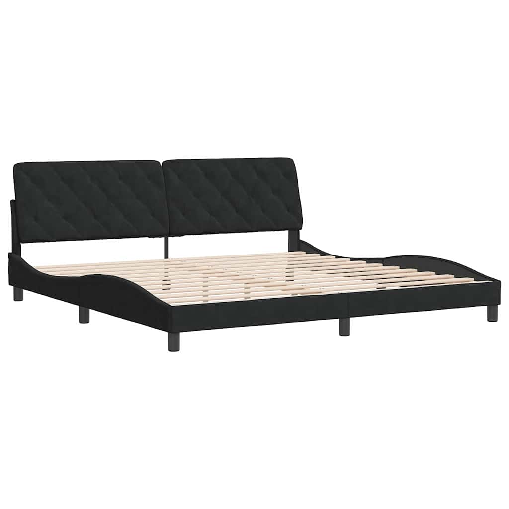Cadre de lit sans matelas noir 200x200 cm velours - XIOS