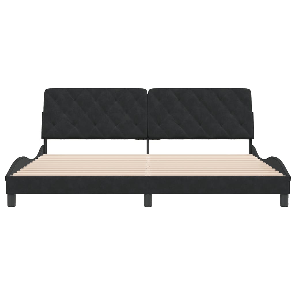 Cadre de lit sans matelas noir 200x200 cm velours - XIOS