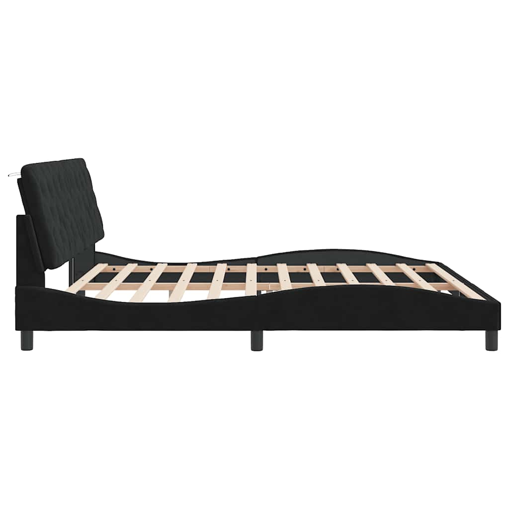 Cadre de lit sans matelas noir 200x200 cm velours - XIOS